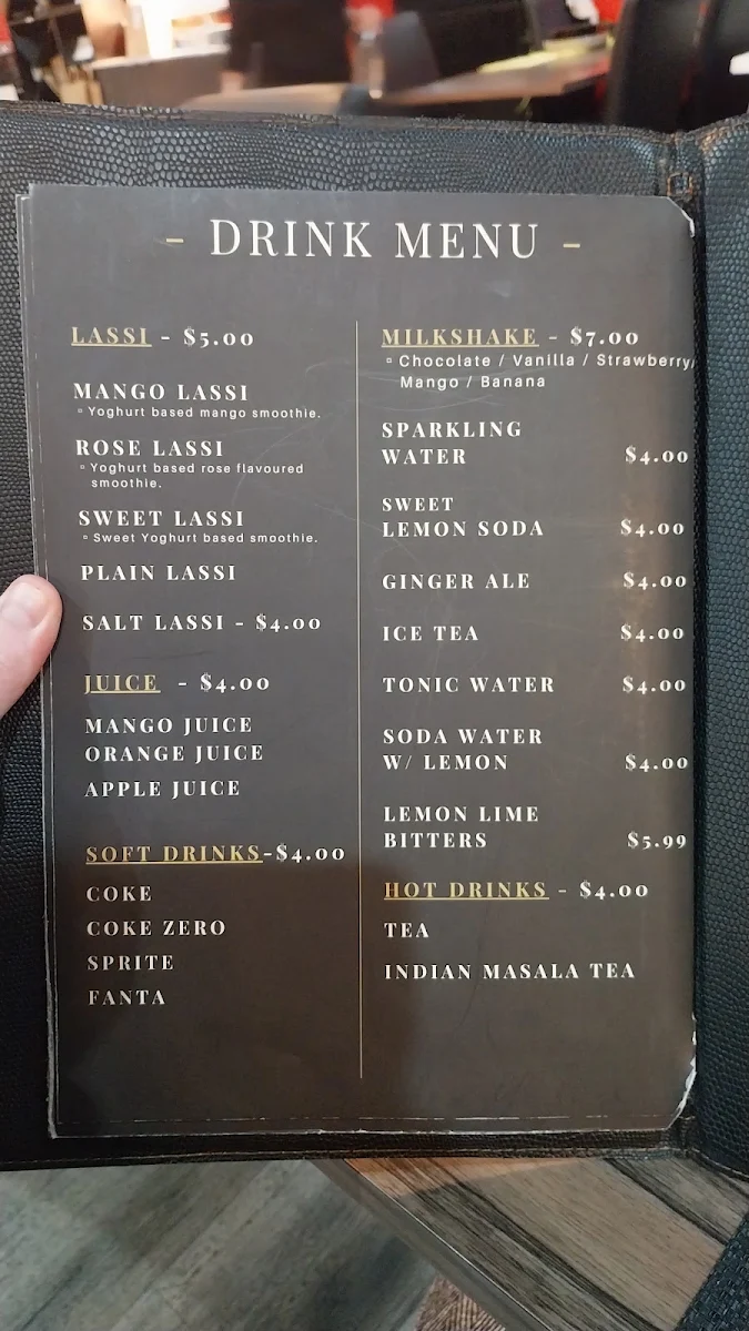 Menu, AAO JEE Traditional Indian Restaurant Amaroo