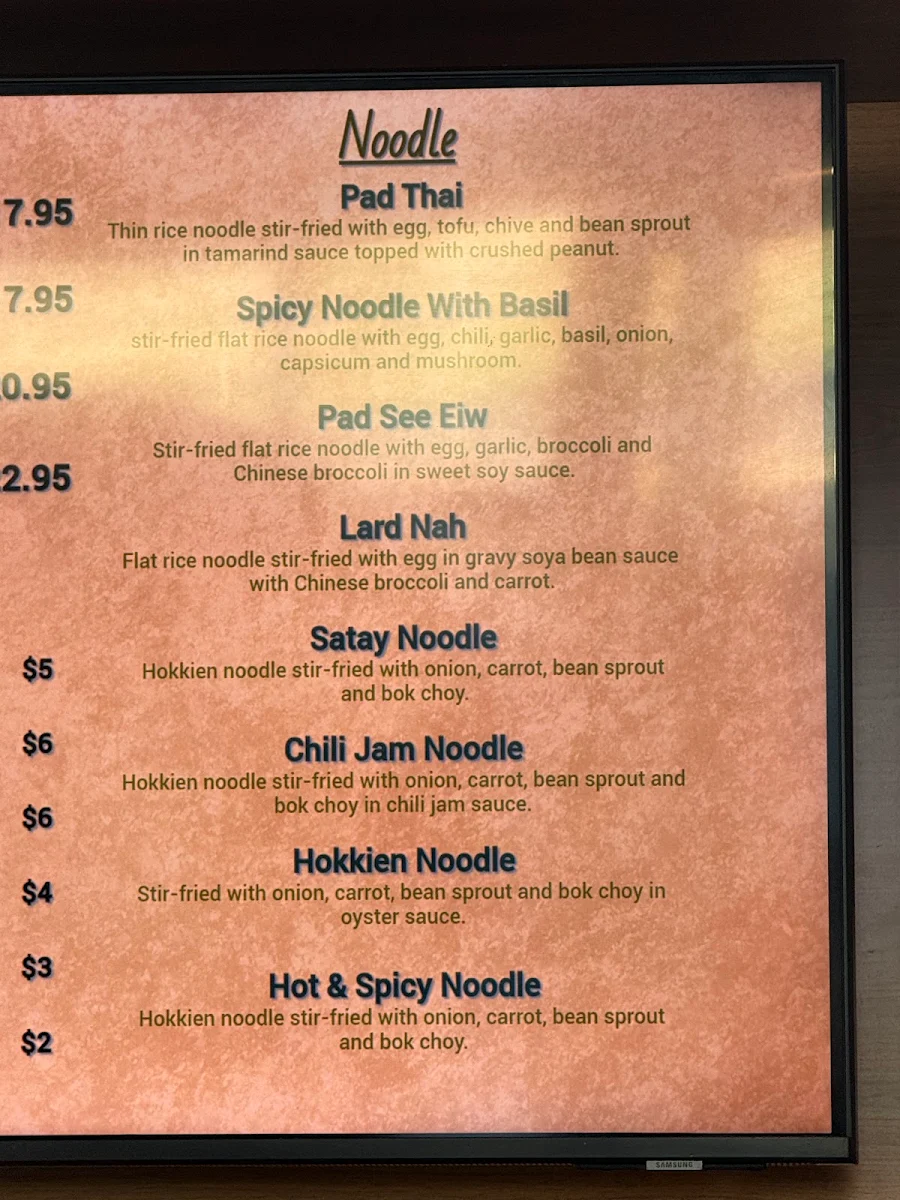 Menu, Yum Yai Express Thai Kitchen