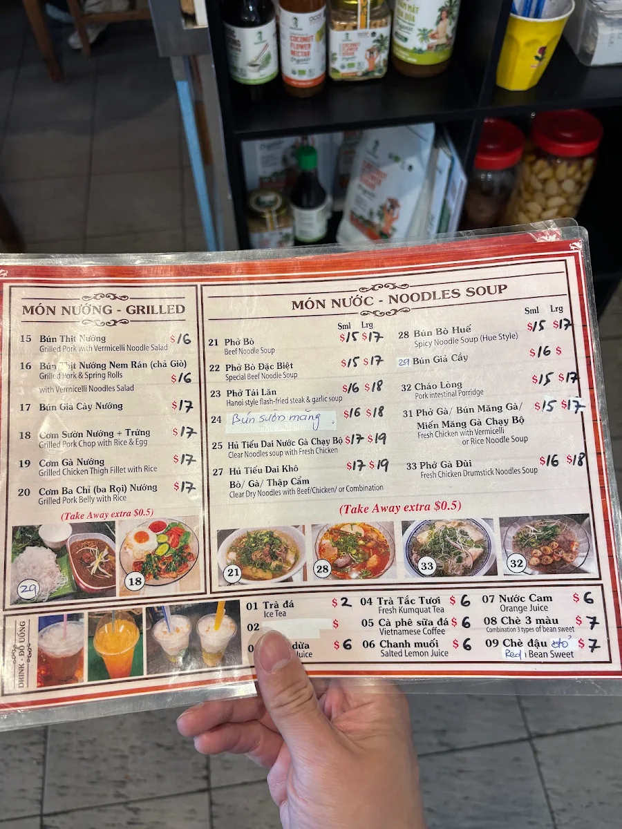 Menu, QUÁN HƯƠNG-VIETNAMESE FOOD &Takeaway