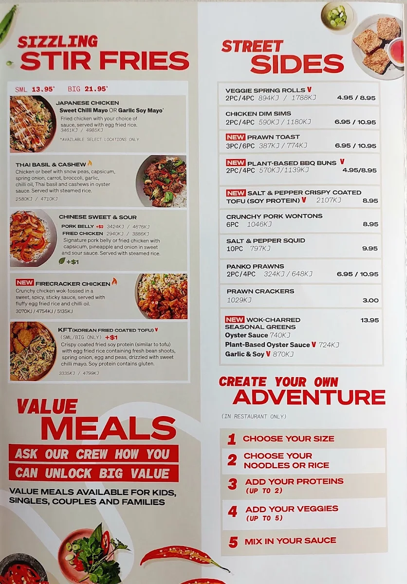 Menu, Noodle Box Gilles Plains