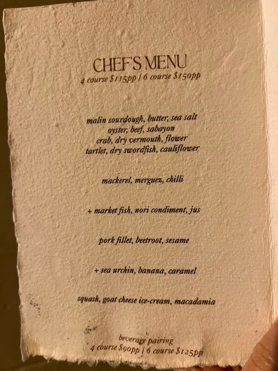 Menu, Malin