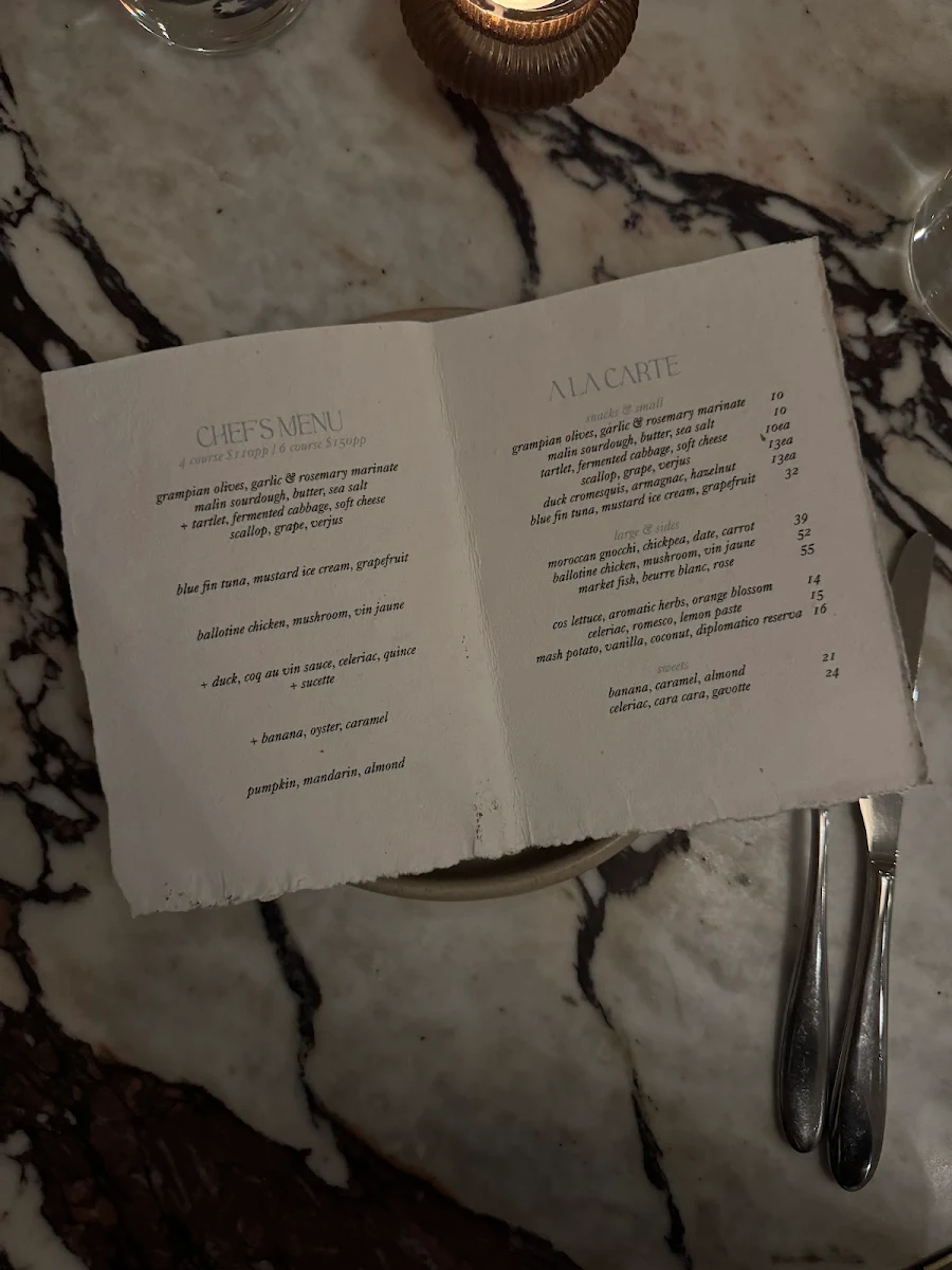 Menu, Malin
