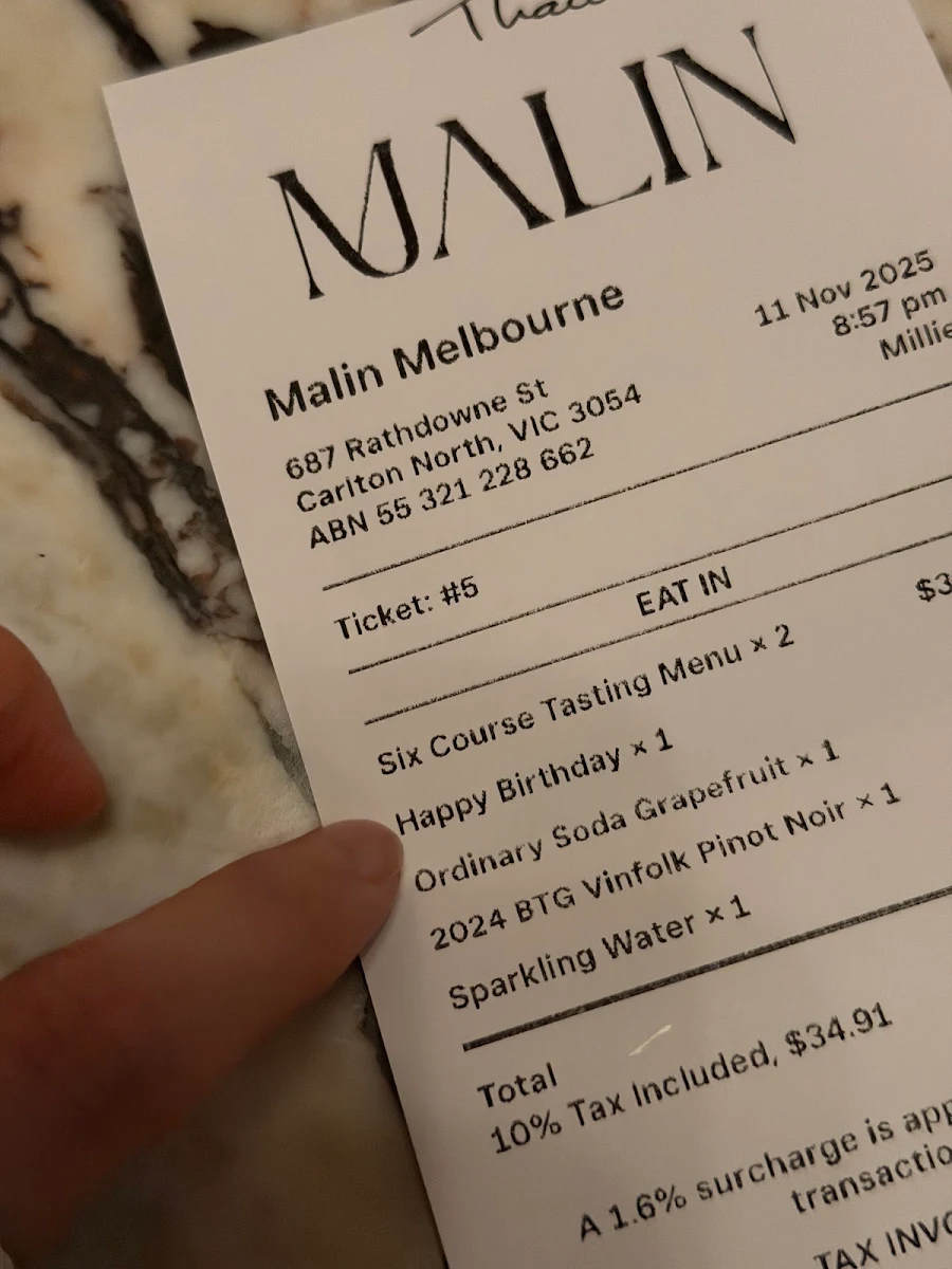 Menu, Malin