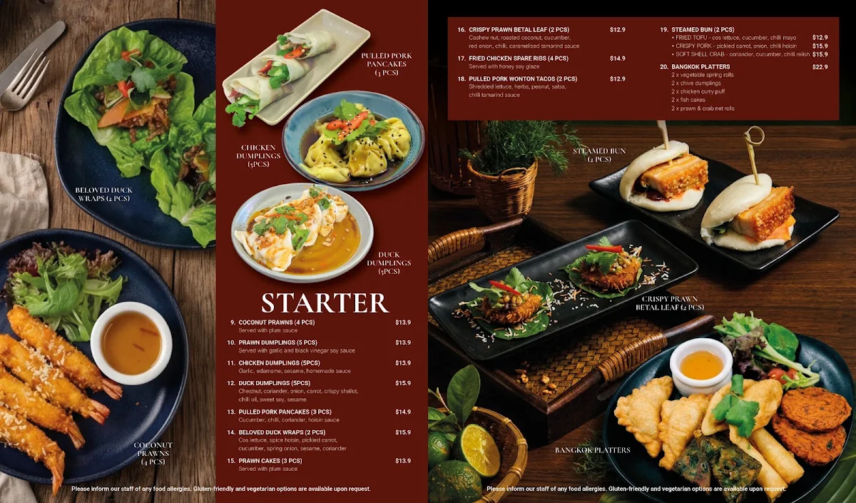 Menu, Siriphen Thai Restaurant (Mentone)