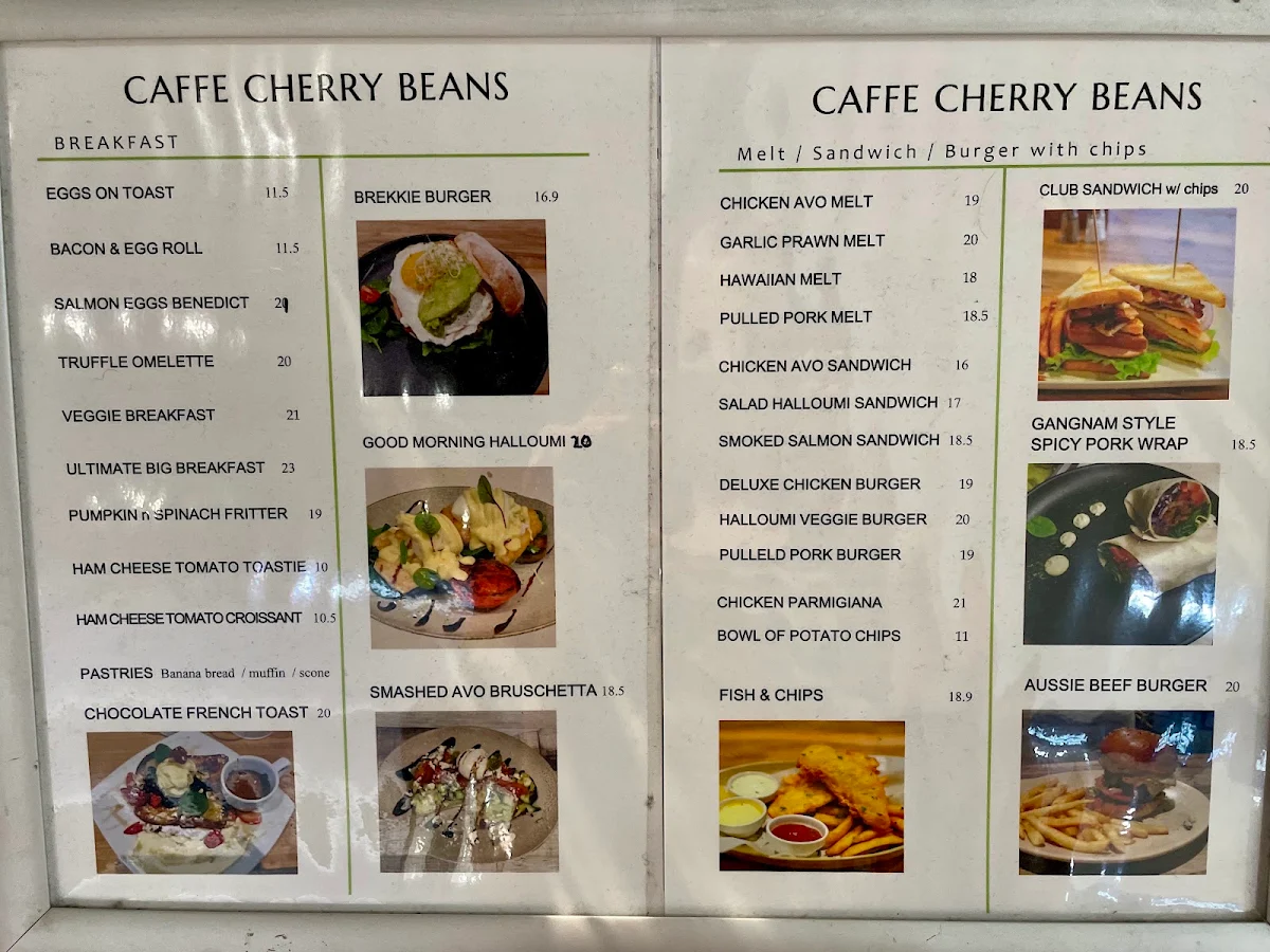 Menu, Caffe Cherry Beans