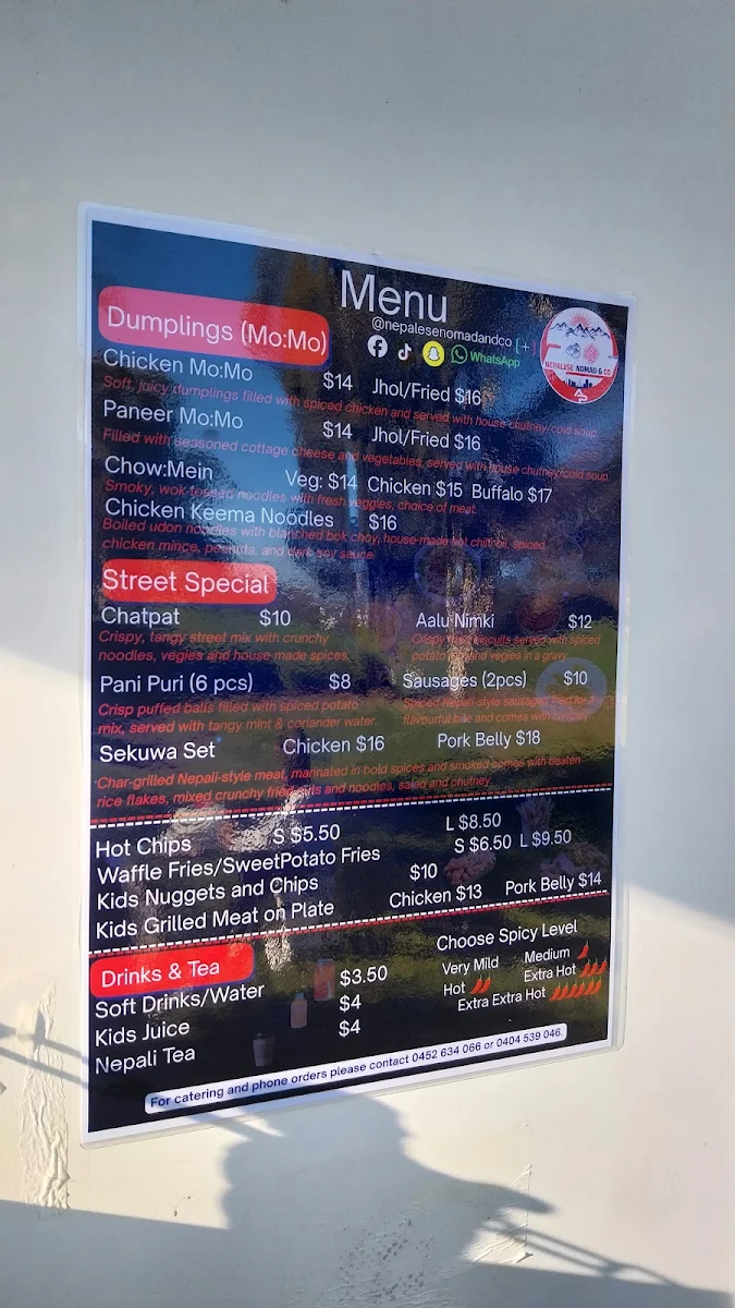 Menu, Nepalese Nomad & Co