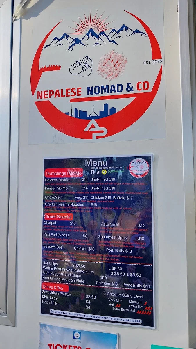 Menu, Nepalese Nomad & Co