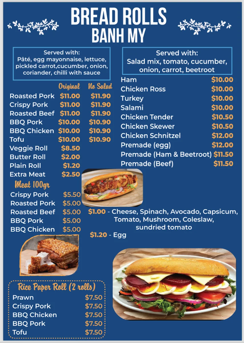 Menu, Cafe 162