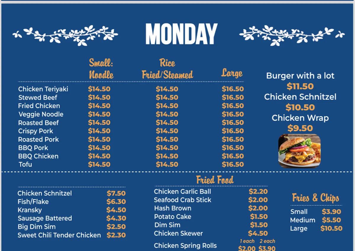 Menu, Cafe 162