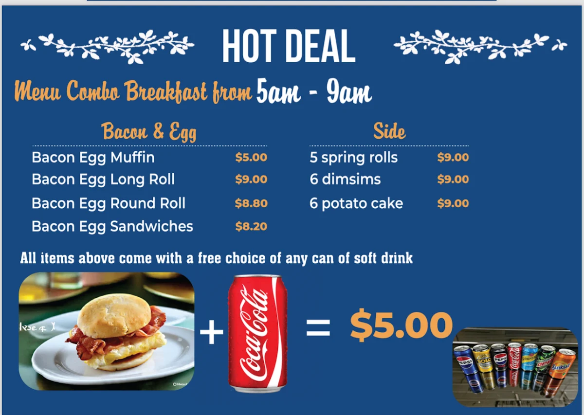 Menu, Cafe 162