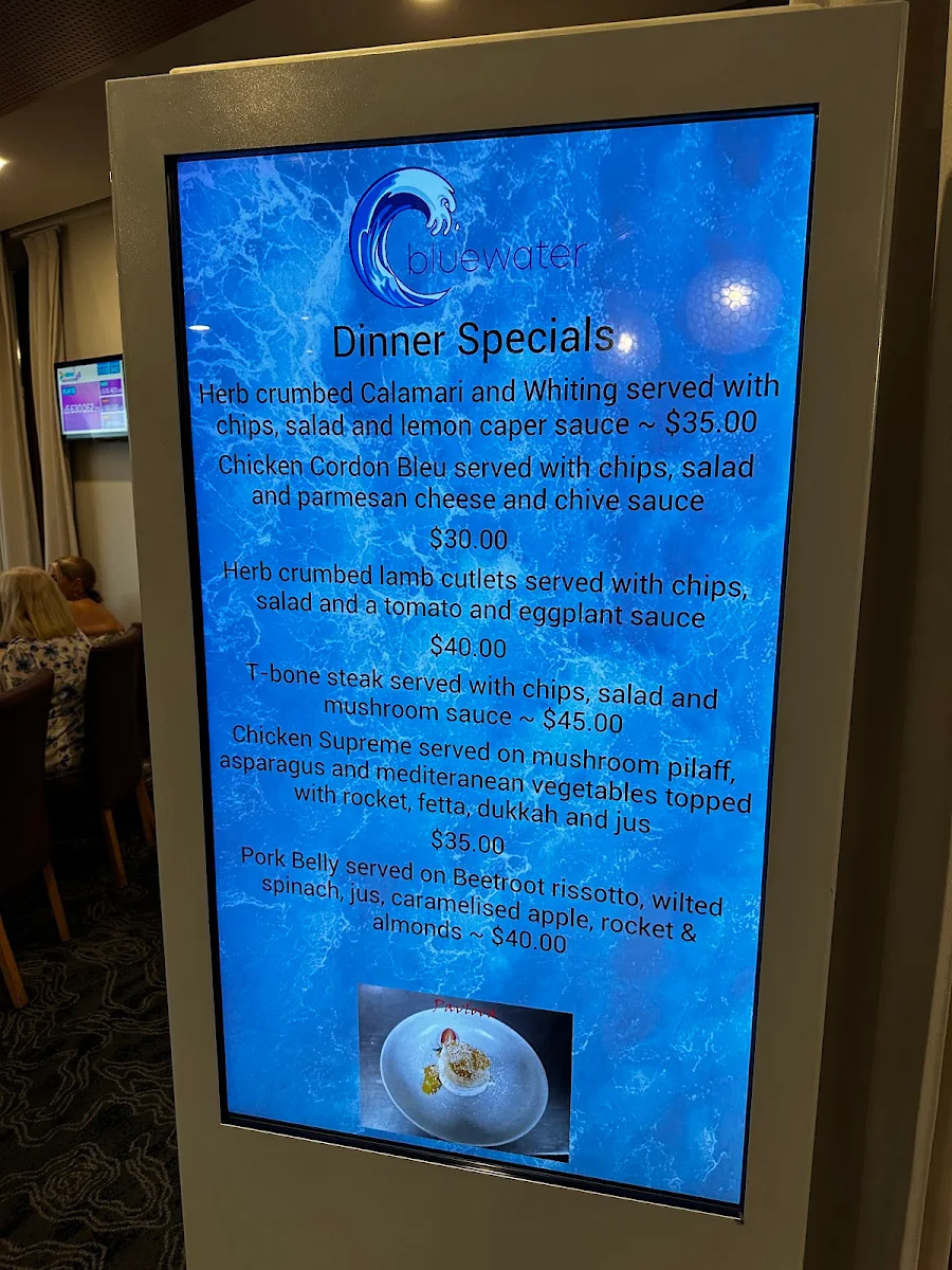 Menu, Bluewater Grill