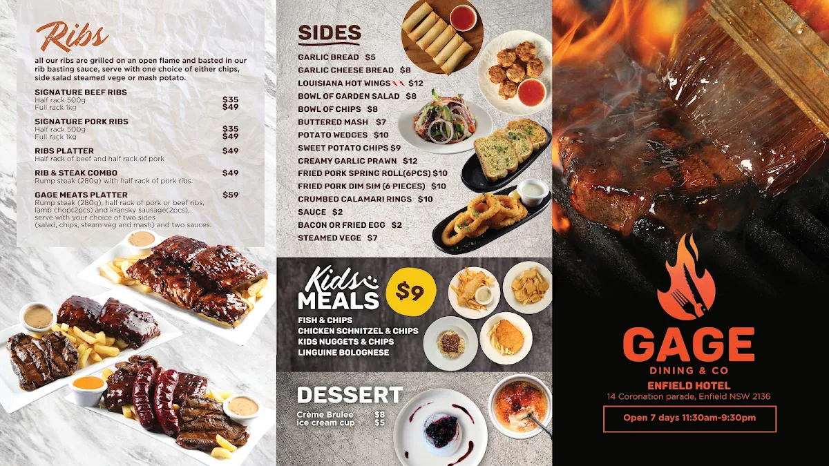 Menu, The Enfield Hotel