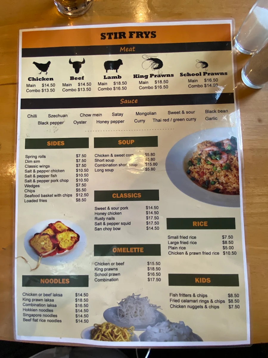 Menu, The Enfield Hotel