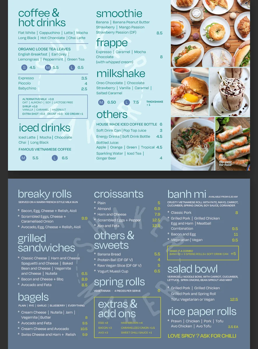 Menu, Shakermaker Coffee Drive Thru