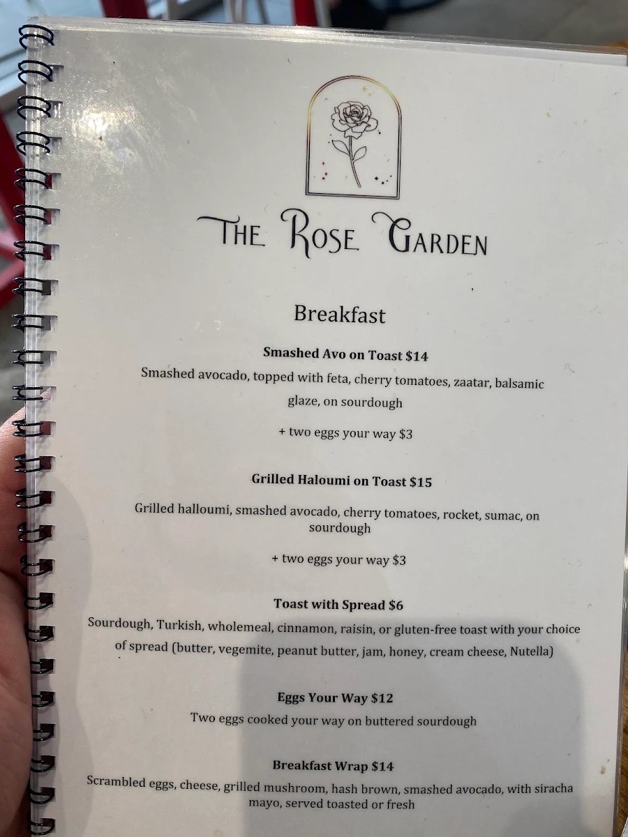 Menu, The Rose Garden