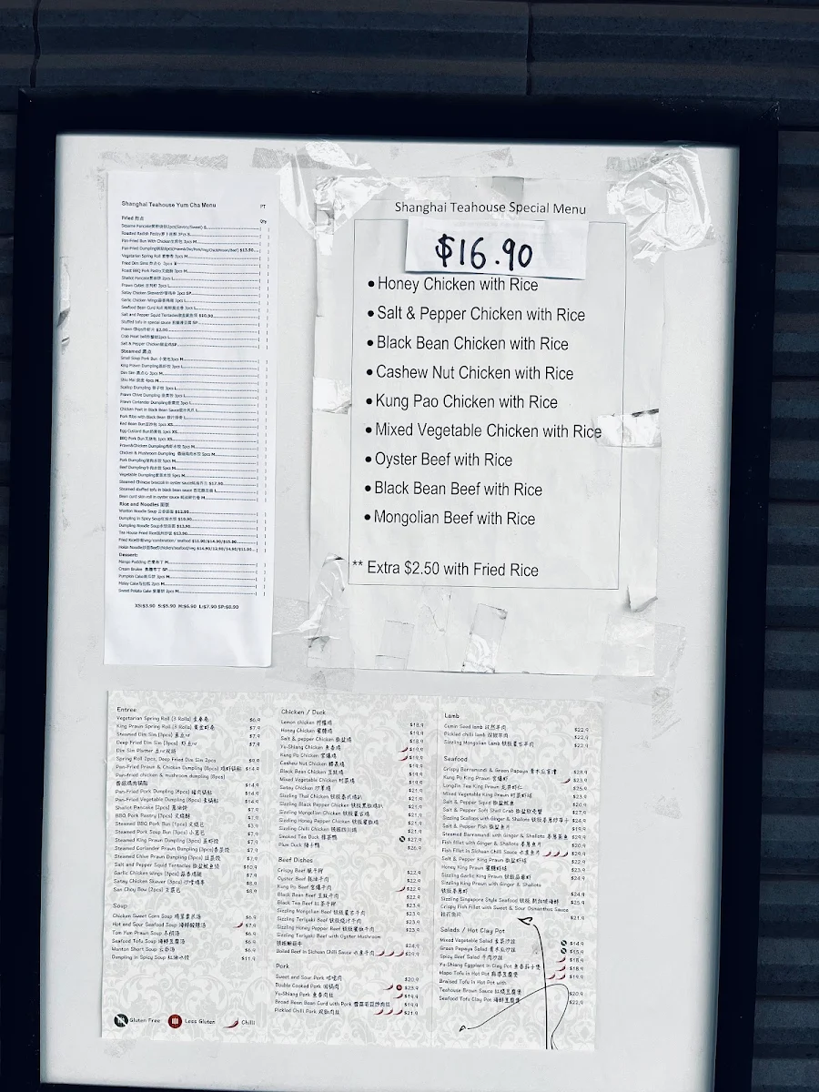 Menu, Shanghai Teahouse- Port Adelaide