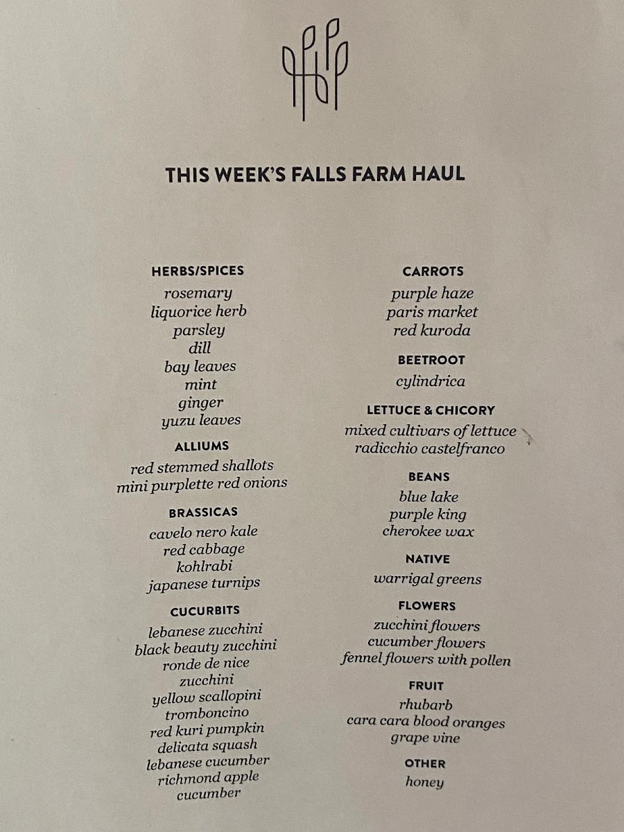 Menu, Mapleton Public House