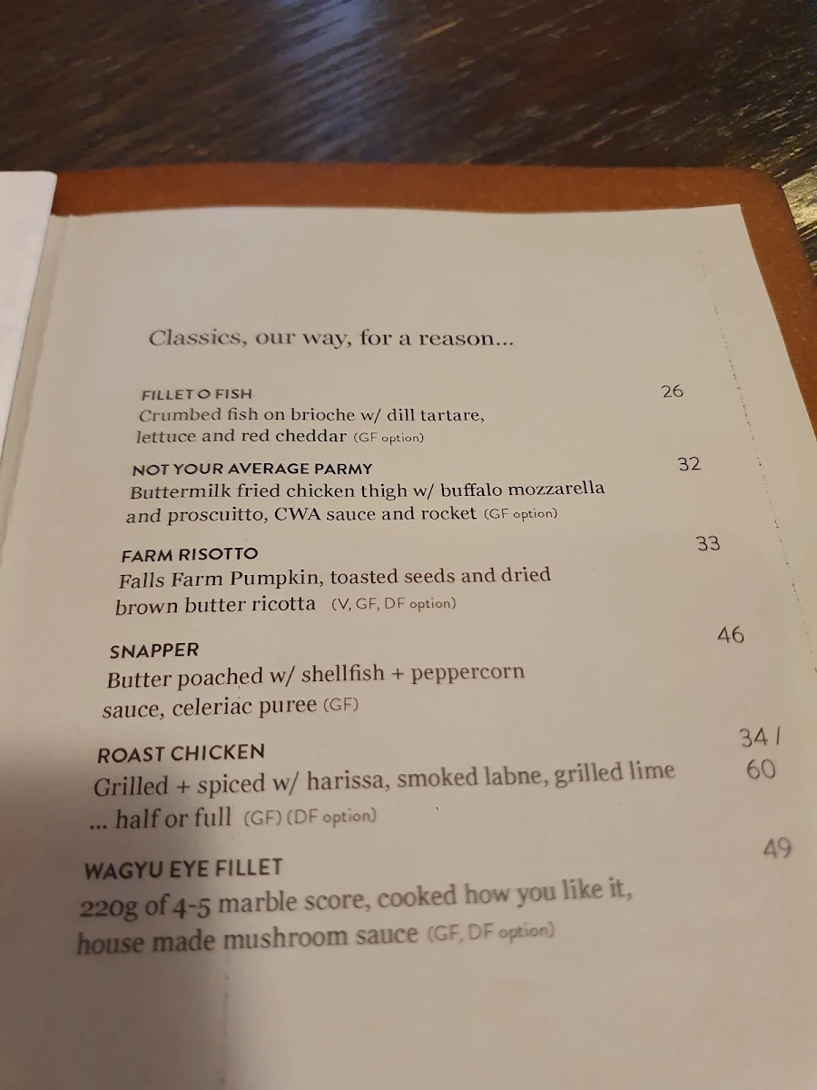 Menu, Mapleton Public House