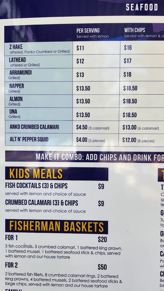Menu, The Lure Seafood