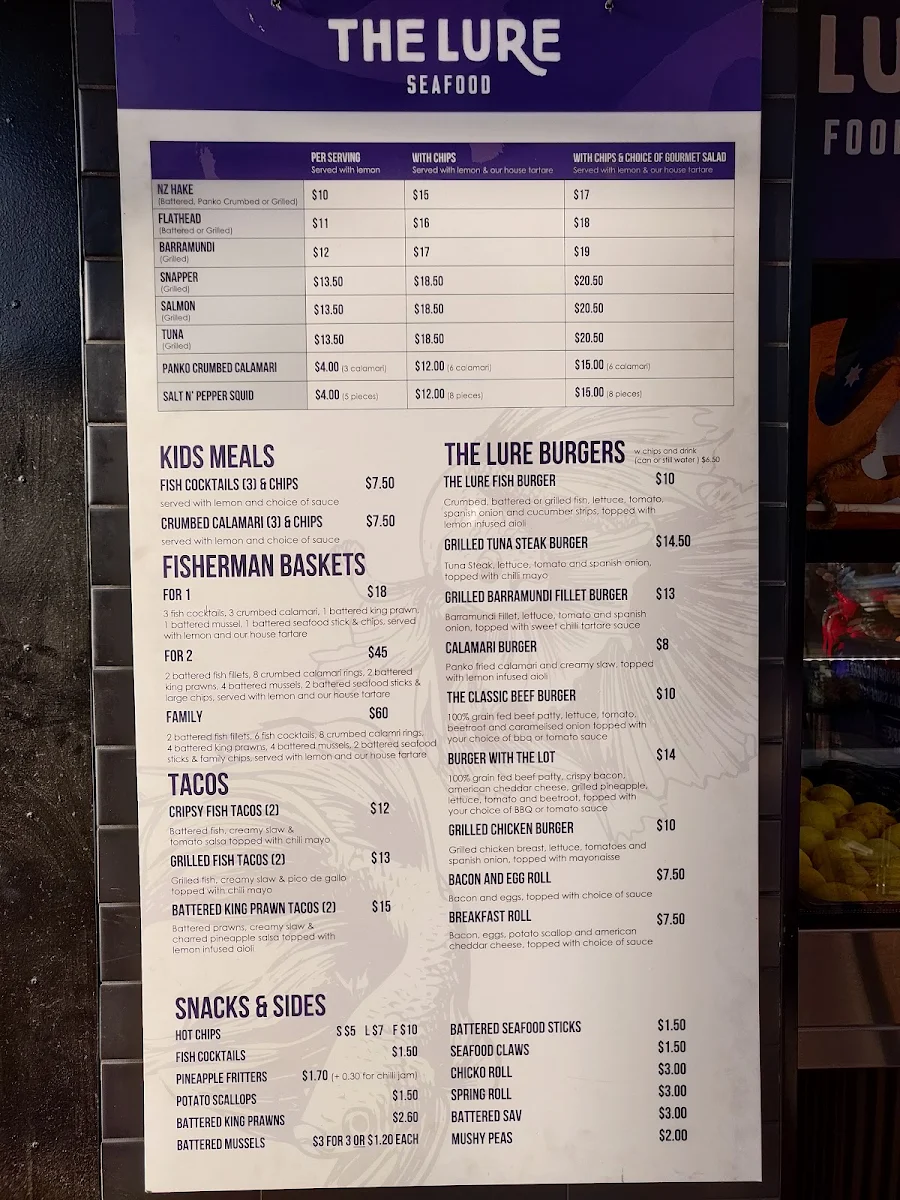 Menu, The Lure Seafood