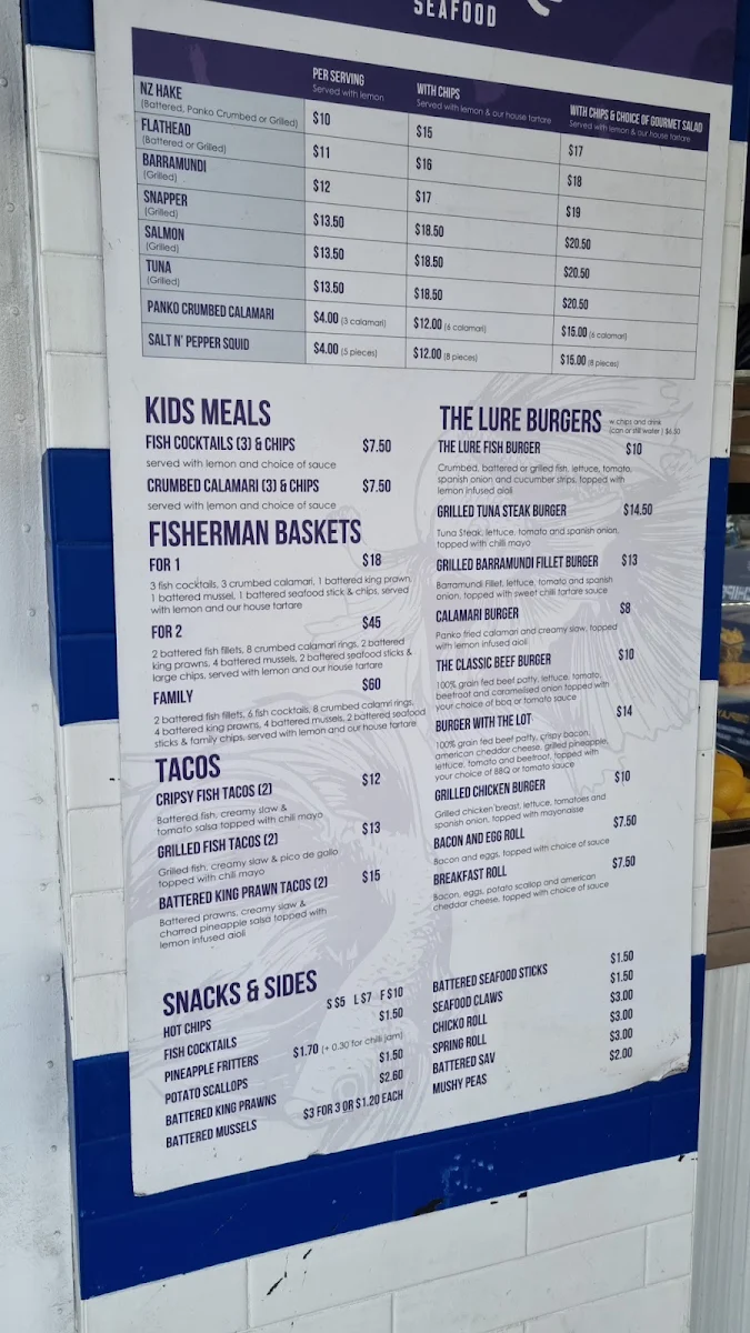 Menu, The Lure Seafood