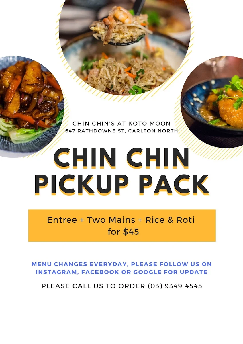 Menu, Chin Chin's at Koto Moon