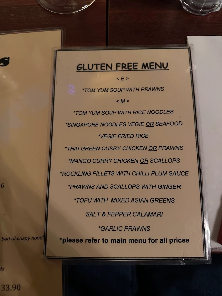Menu, Chin Chin's at Koto Moon