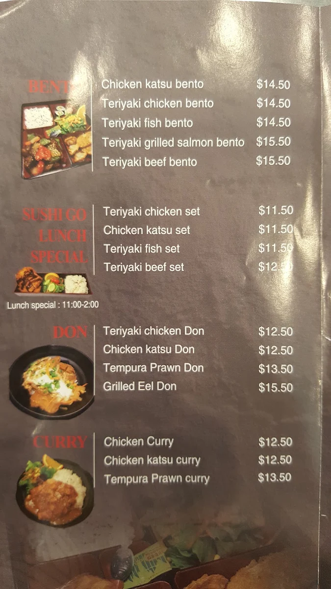 Menu, Sushi Go