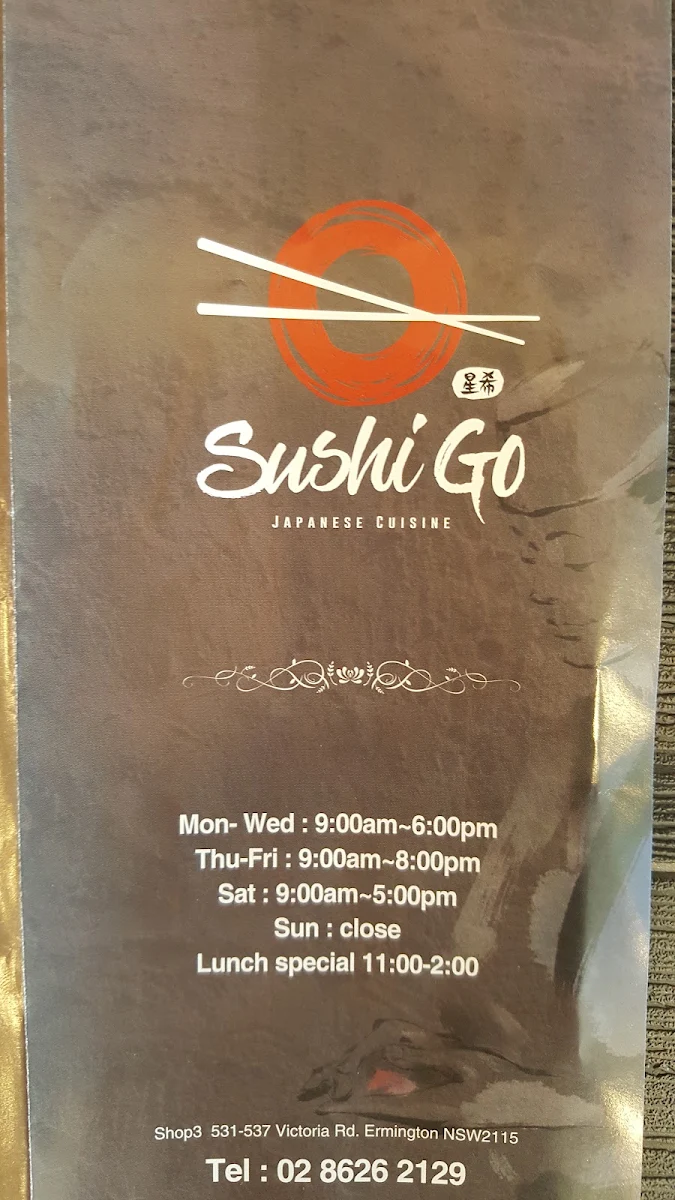 Menu, Sushi Go