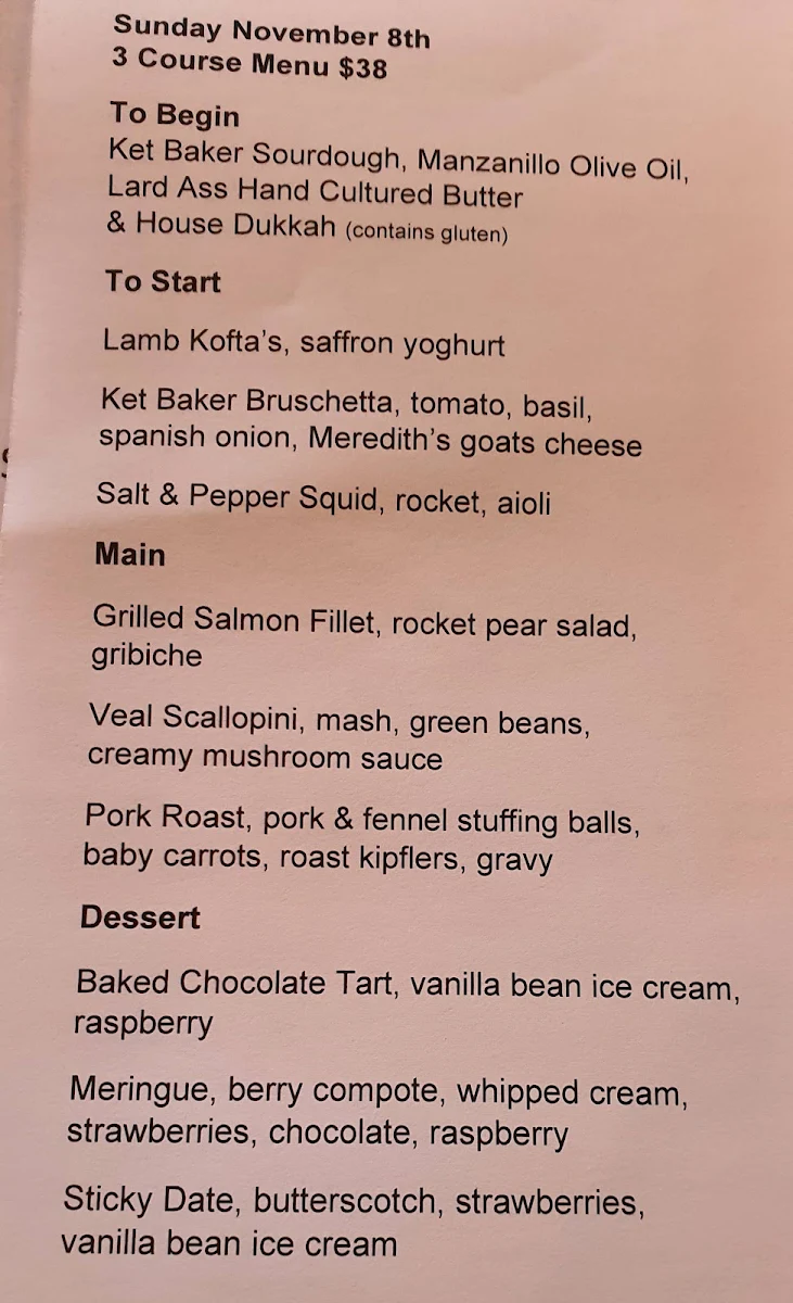 Menu, EMERGE STEAKHOUSE
