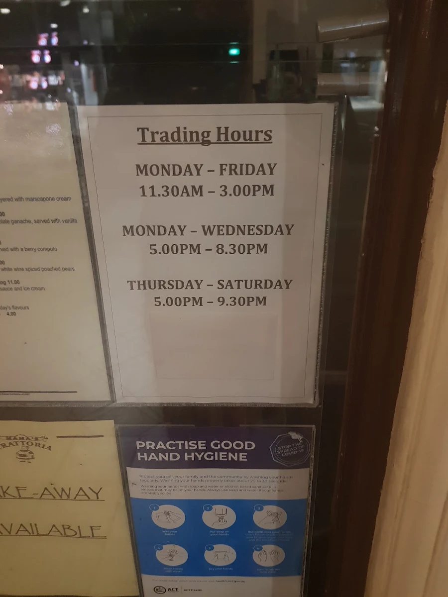 Menu, Mama's Trattoria