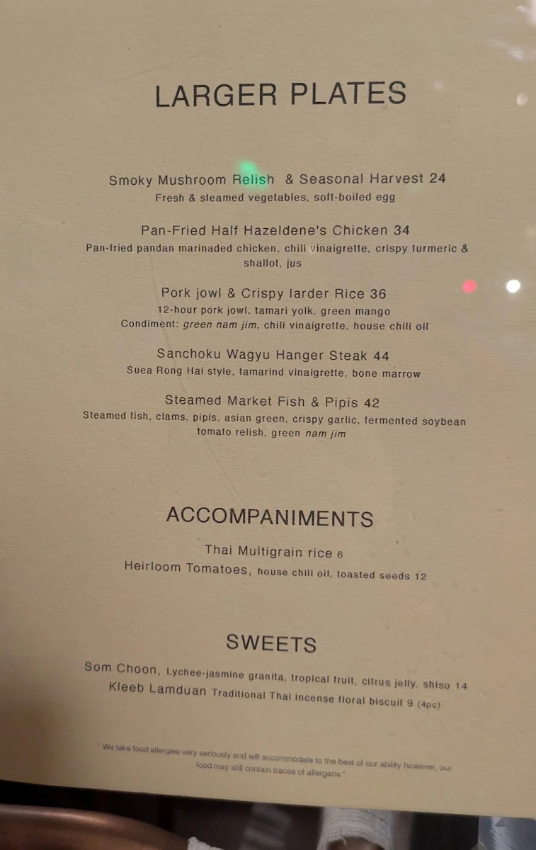 Menu, Joe Taylor