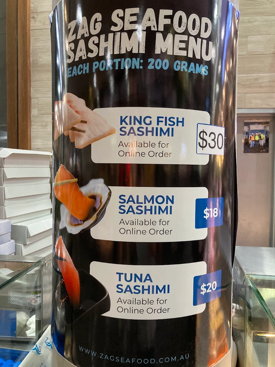 Menu, ZAG Seafood Merrylands