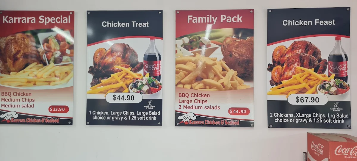 Menu, Karrara chicken and seafood