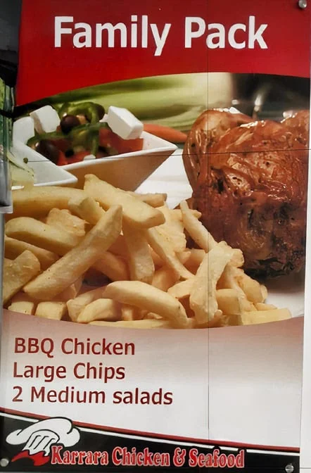 Menu, Karrara chicken and seafood