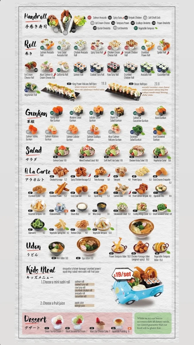 Menu, Hashi Sushi Macquarie