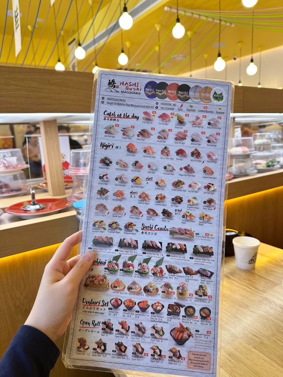 Menu, Hashi Sushi Macquarie