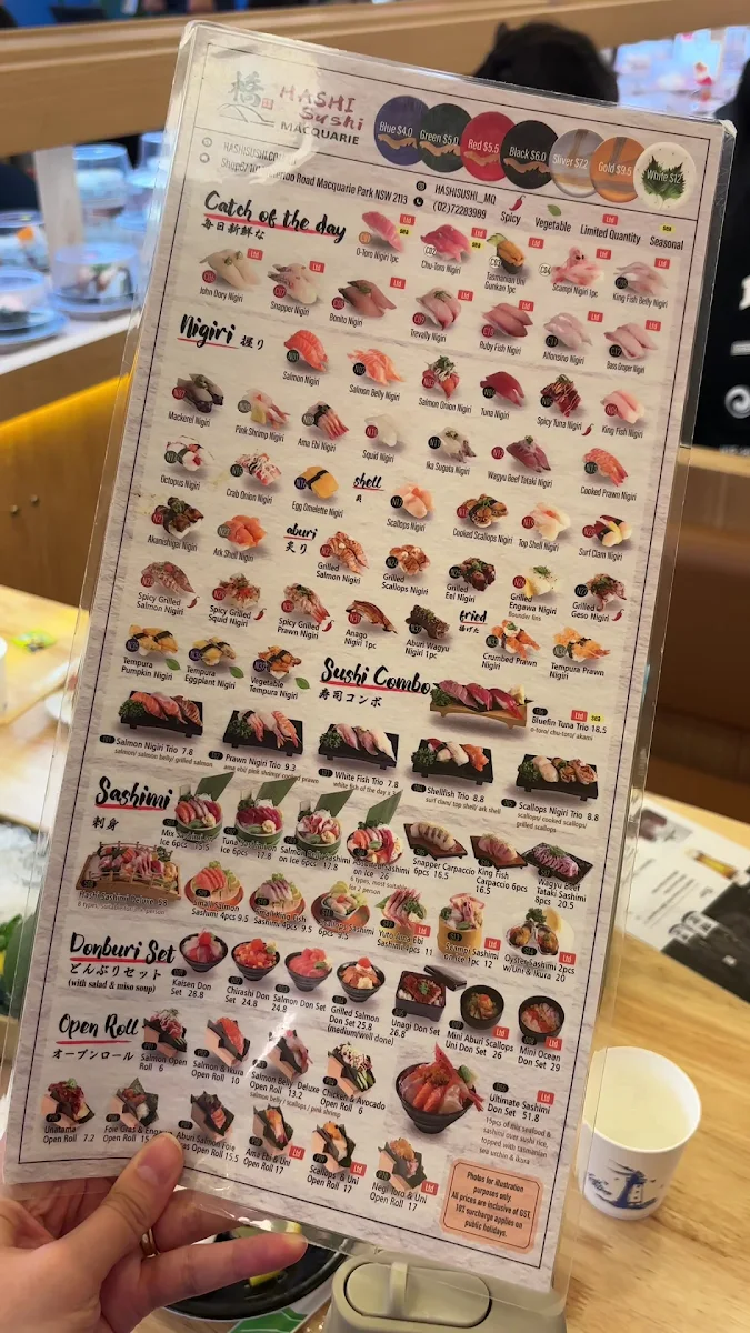 Menu, Hashi Sushi Macquarie