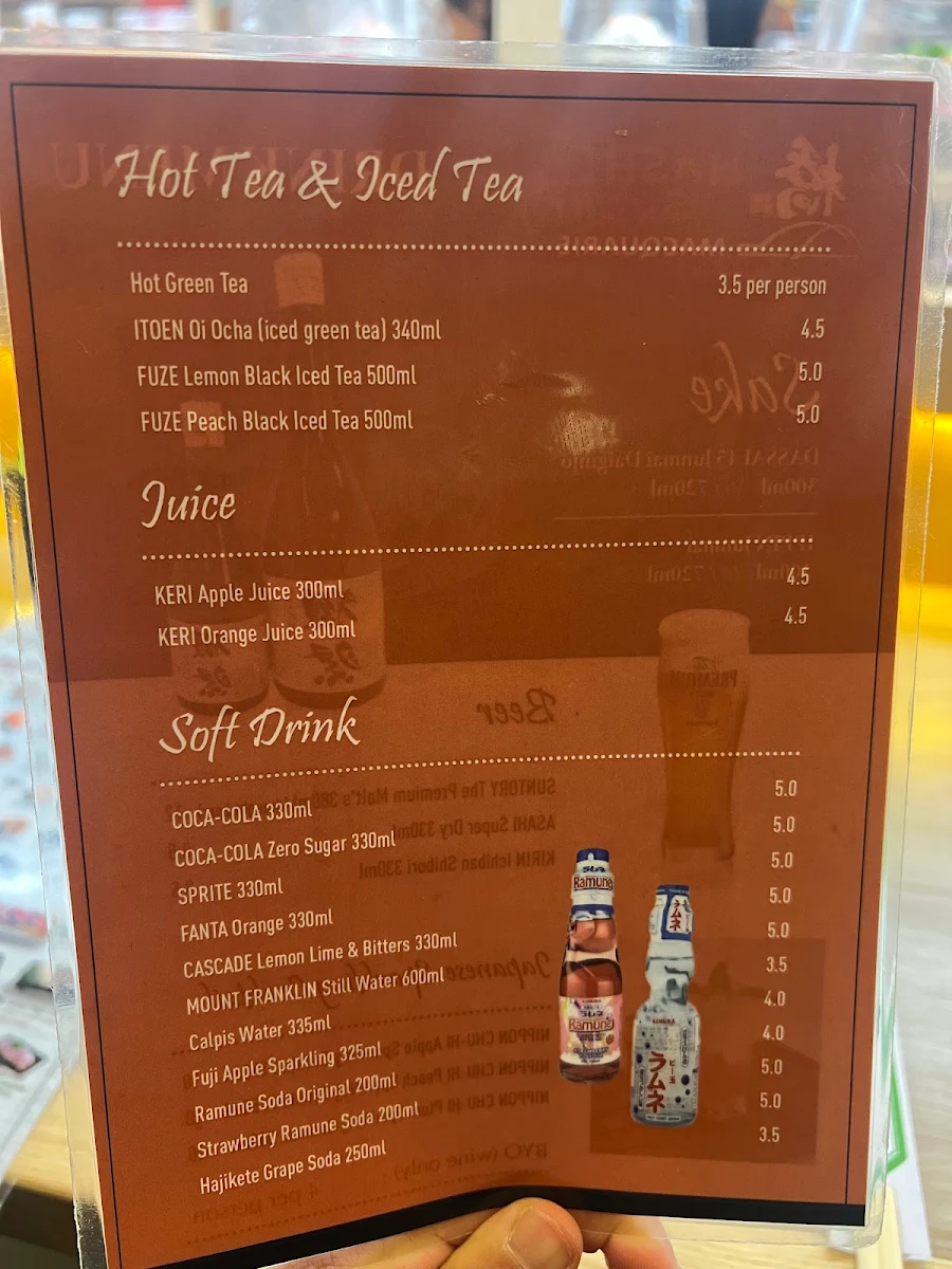 Menu, Hashi Sushi Macquarie