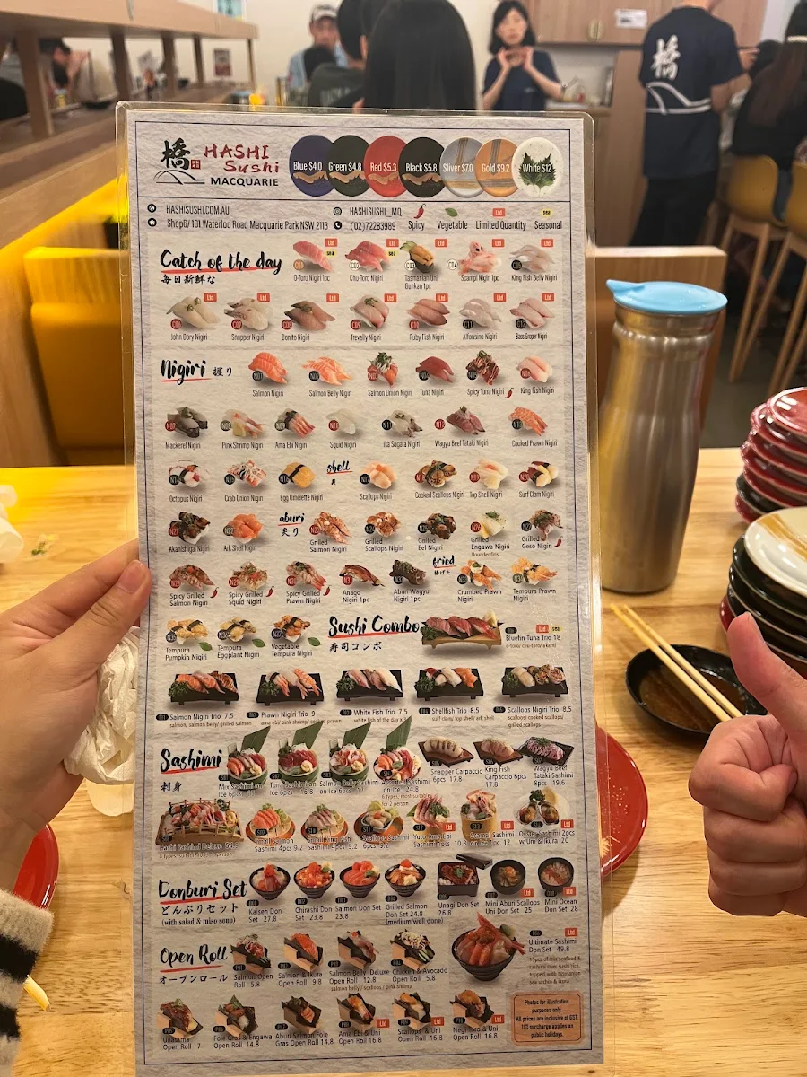 Menu, Hashi Sushi Macquarie