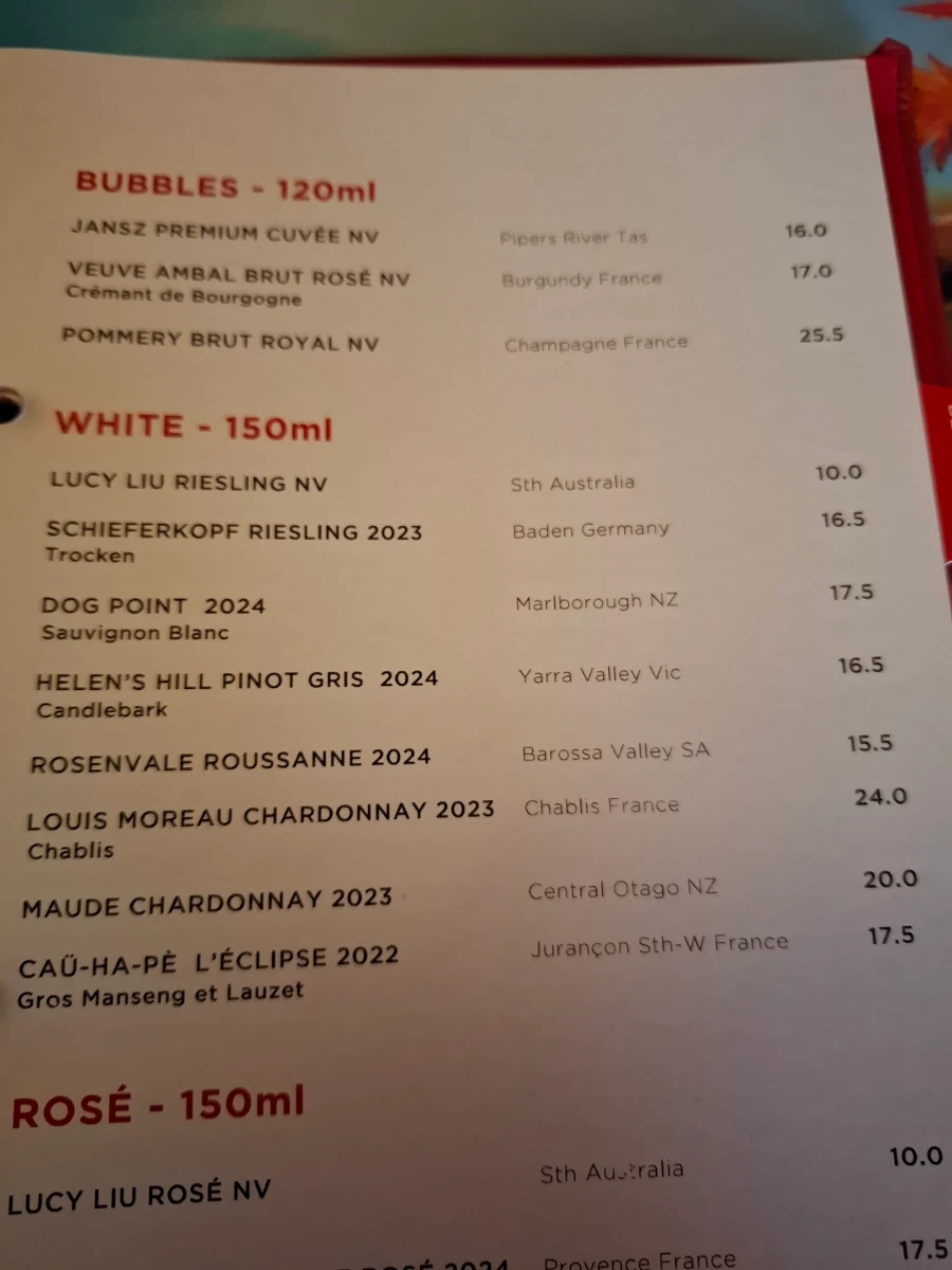 Menu, Lucy Liu Kitchen and Bar