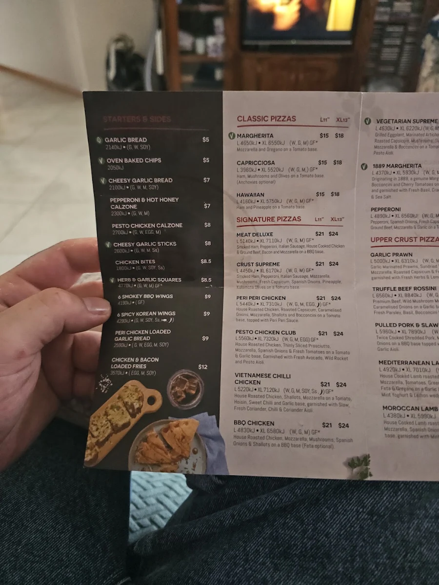 Menu, Crust Pizza Worrigee