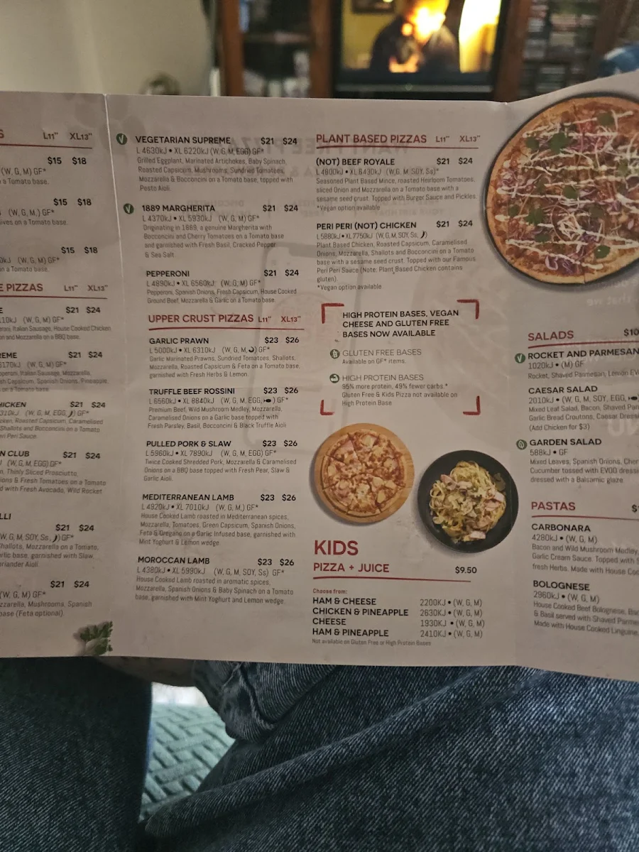 Menu, Crust Pizza Worrigee