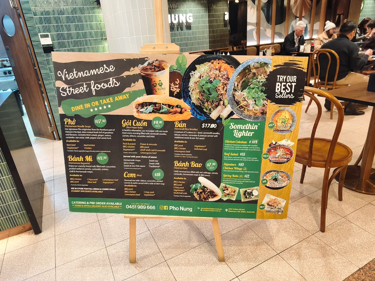 Menu, Pho Nung Vietnamese Restaurant