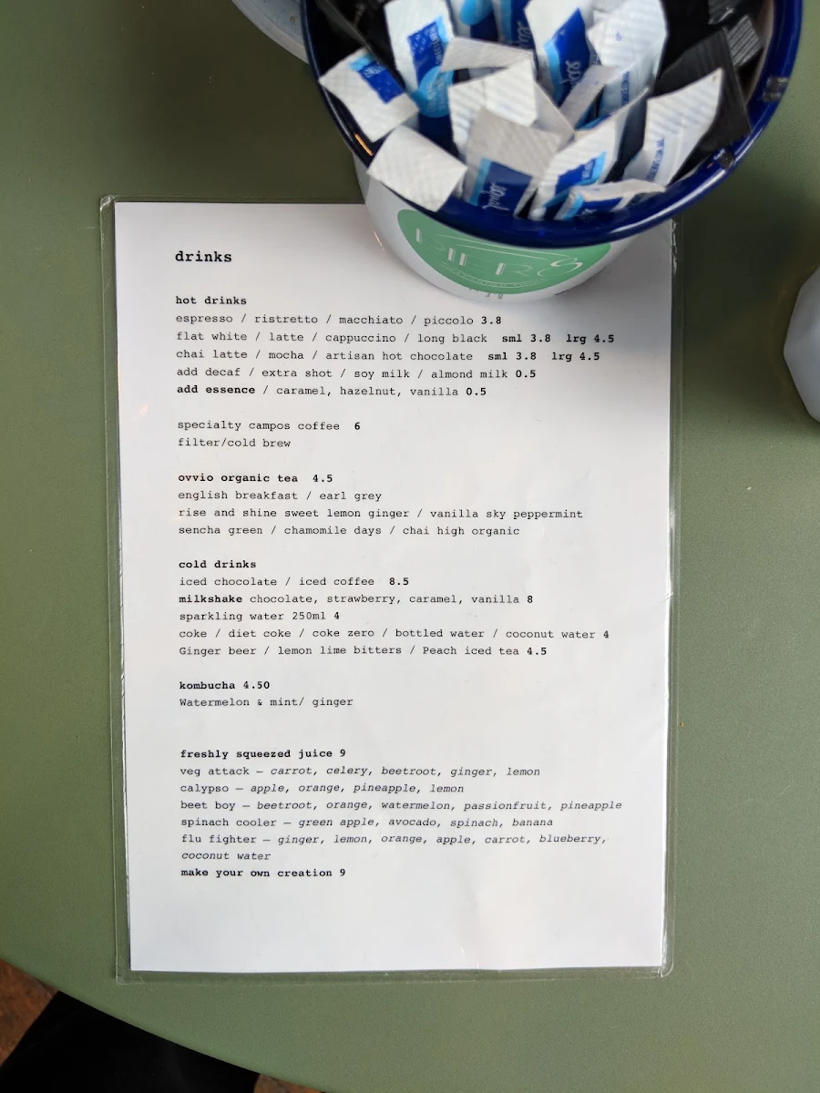 Menu, Pier 8 Cafe