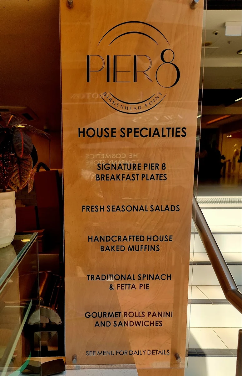 Menu, Pier 8 Cafe