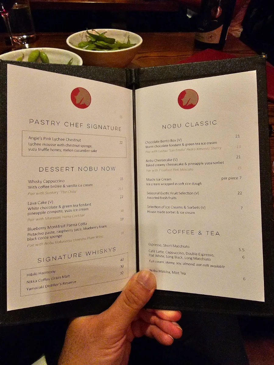 Menu, Nobu Melbourne