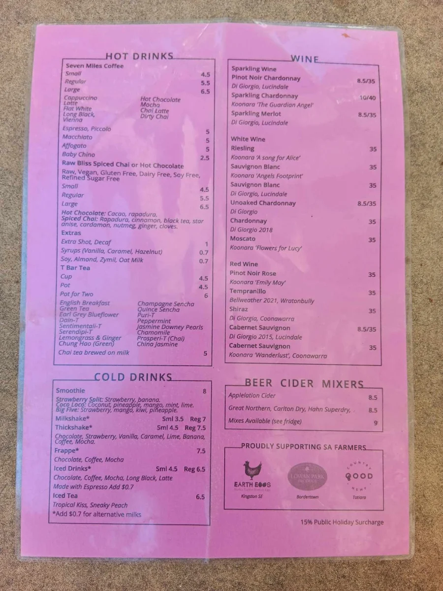 Menu, Henry & Rose