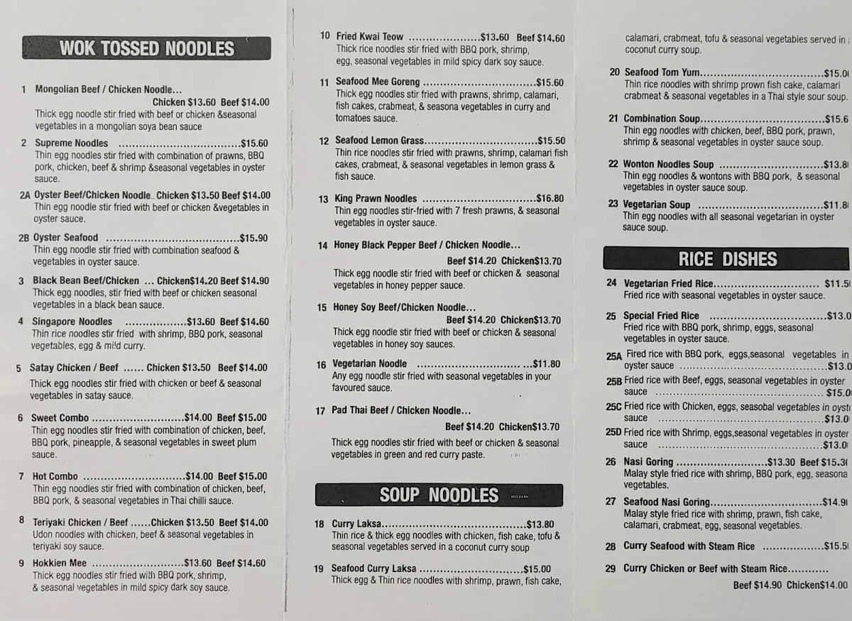 Menu, Noodles & Sushi Combo
