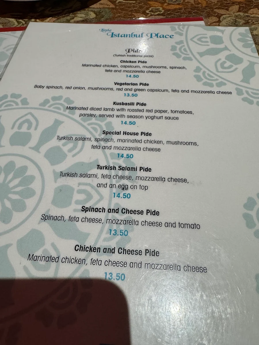 Menu, Little Istanbul Place